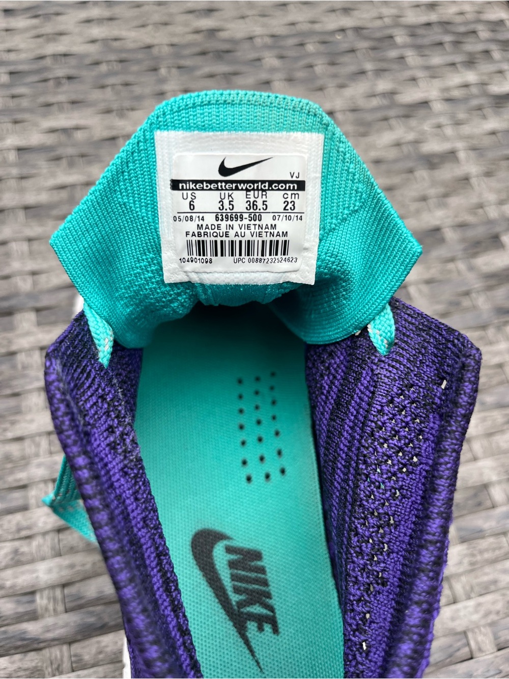 Nike Women’s Purple & Teal Flyknit Chukka Athletic Sneakers - Picture 7 of 9